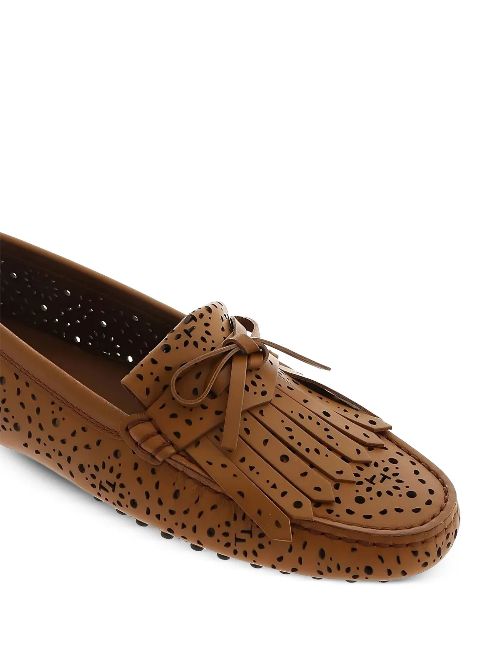 Tod's Perforated Tasselled Loafers In Brown