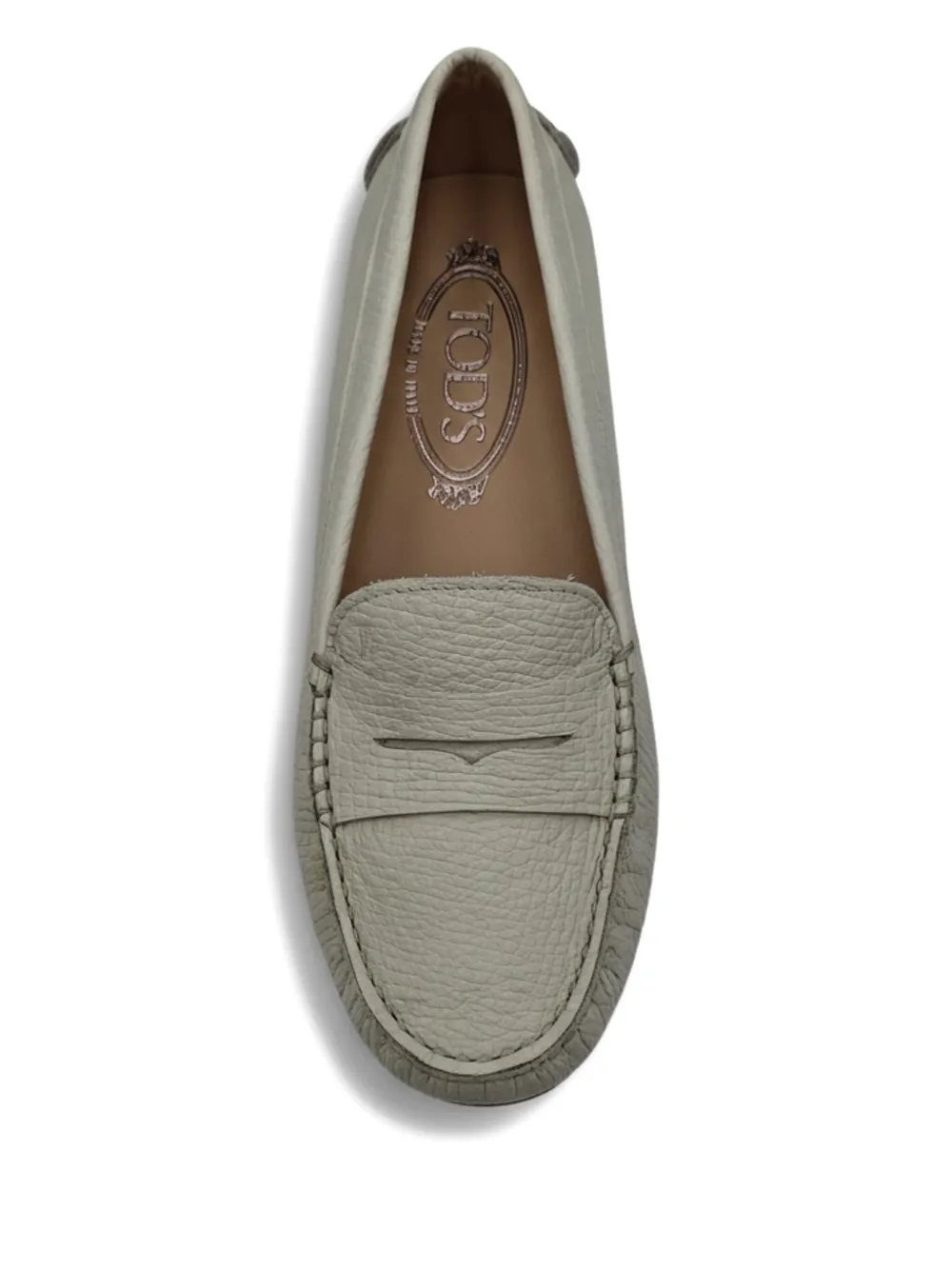 Tod's Gommini Pebbled Loafers In Gray