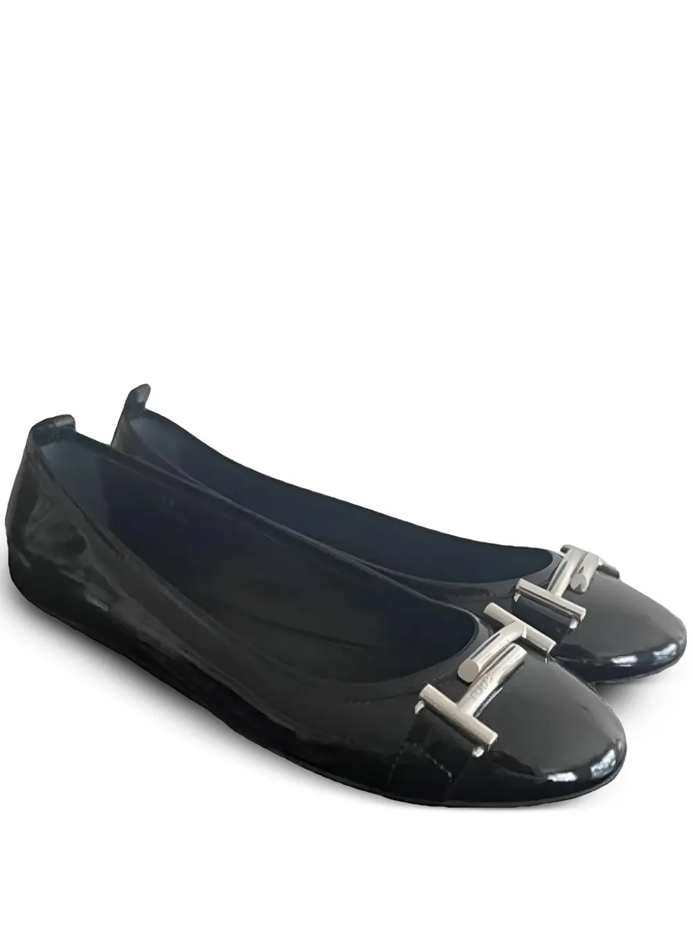 Tod's patent-leather ballerina flats Zwart