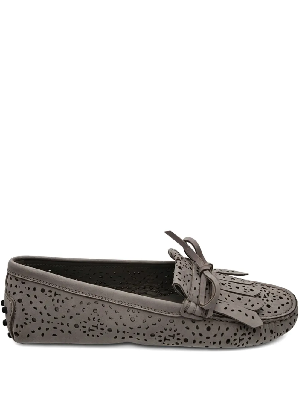 Tod's Laser Cut Tassels Loafers In Gray