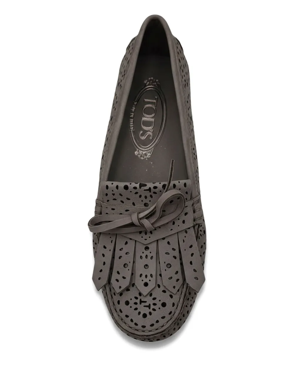 Tod's Laser Cut Tassels Loafers In Gray
