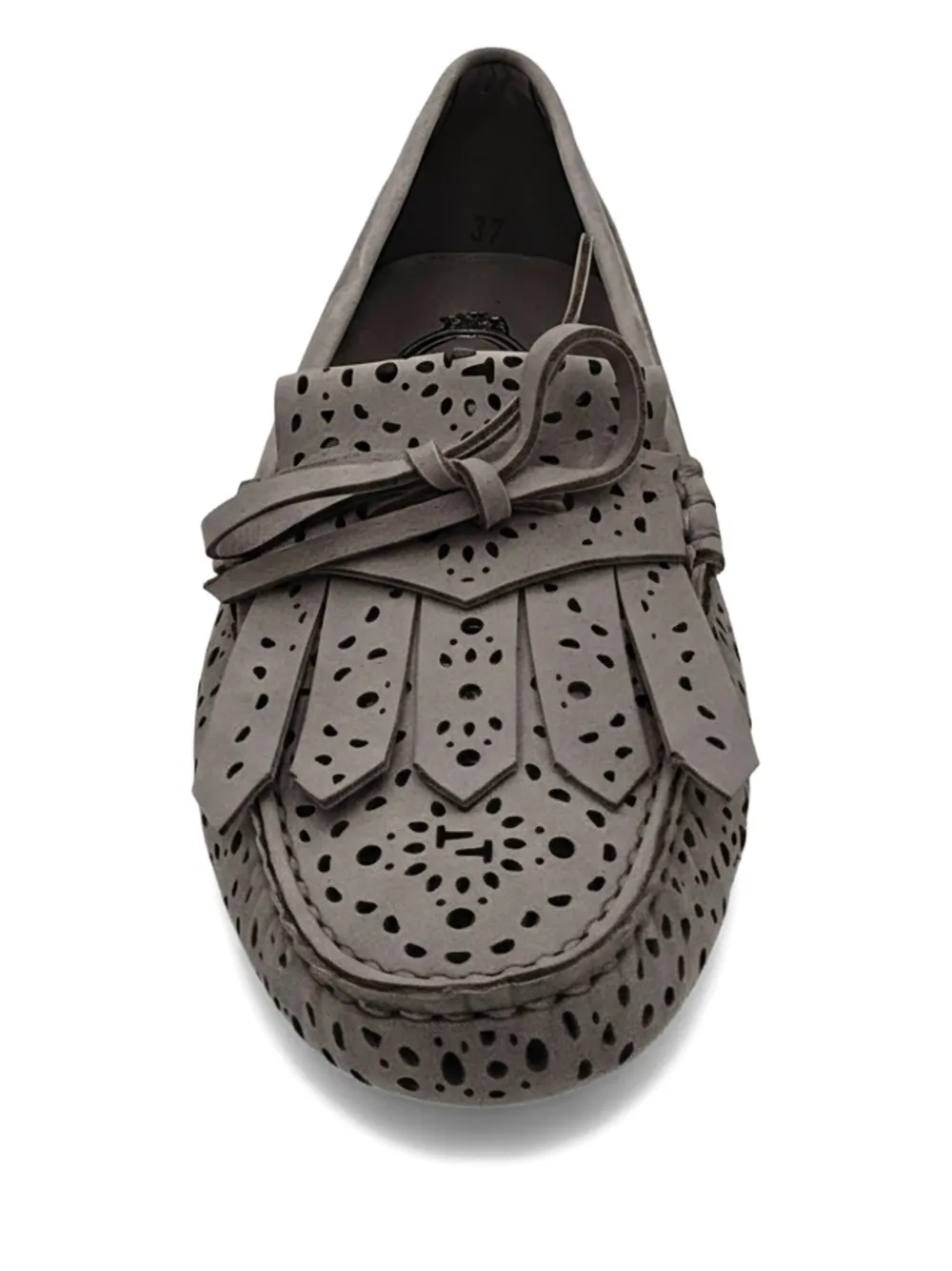 Tod's Laser Cut Tassels Loafers In Gray