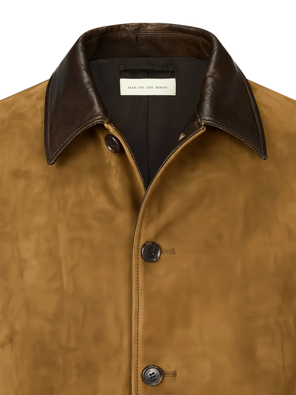 Man On The Boon. Contrast-collar Suede Jacket In Animal Print