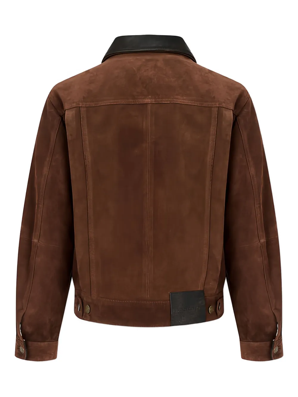 Man On The Boon. Contrast Collar Suede Trucker Jacket In Brown