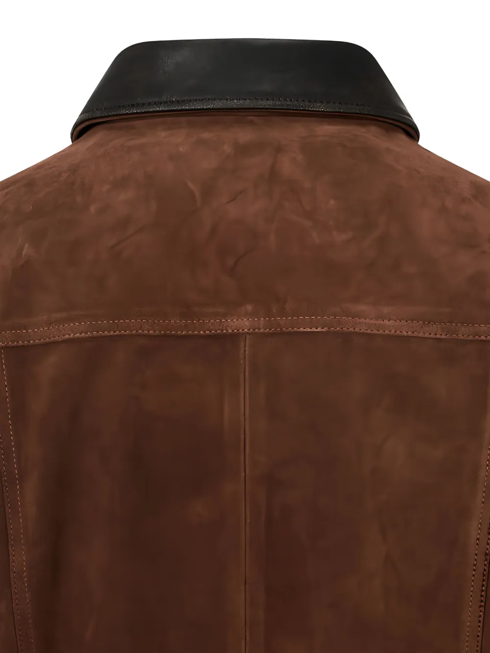 Man On The Boon. Contrast Collar Suede Trucker Jacket In Brown