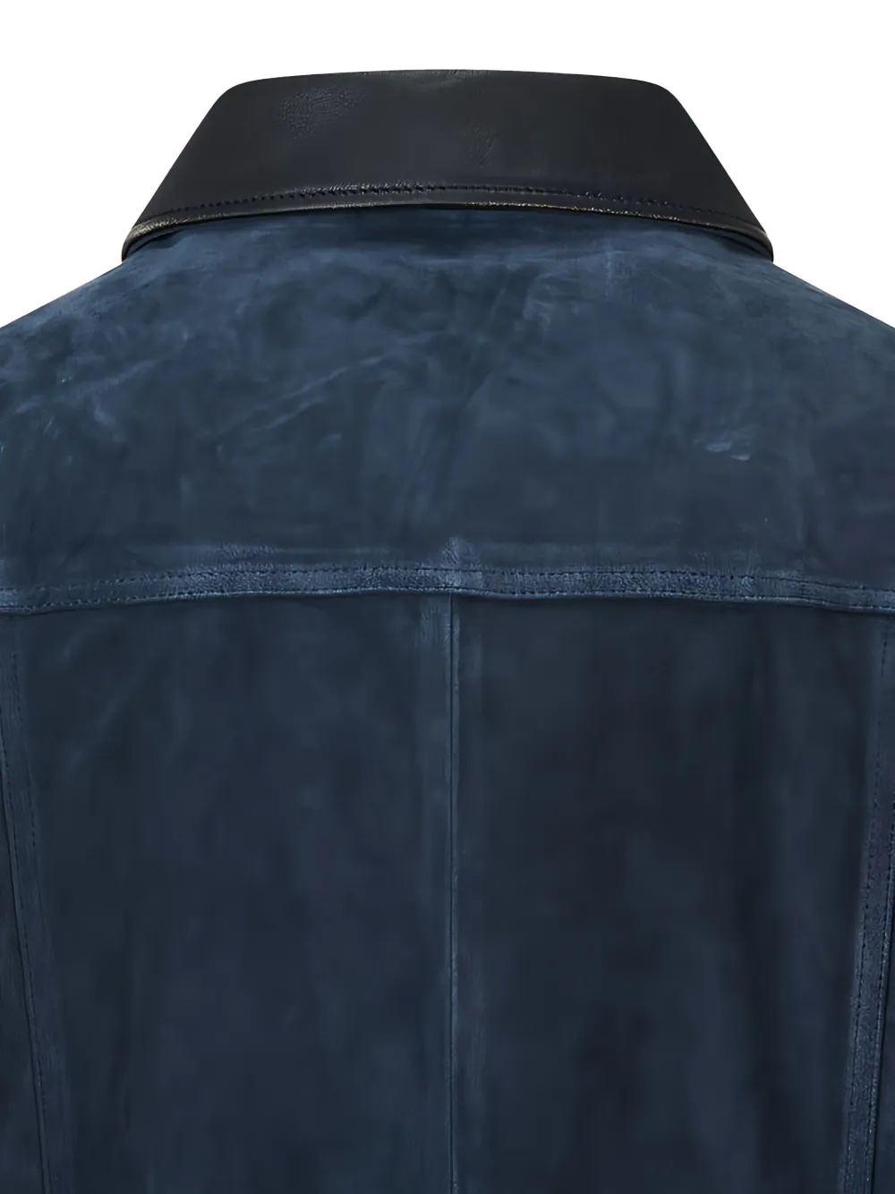 Man On The Boon. Contrast-collar Suede Trucker Jacket In Blue