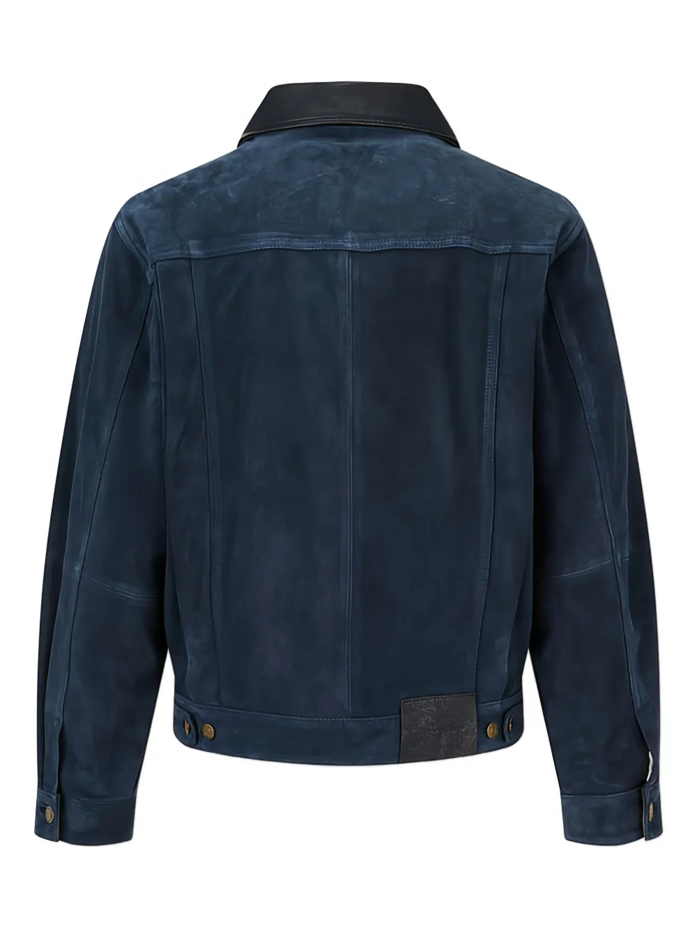Man On The Boon. Contrast-collar Suede Trucker Jacket In Blue