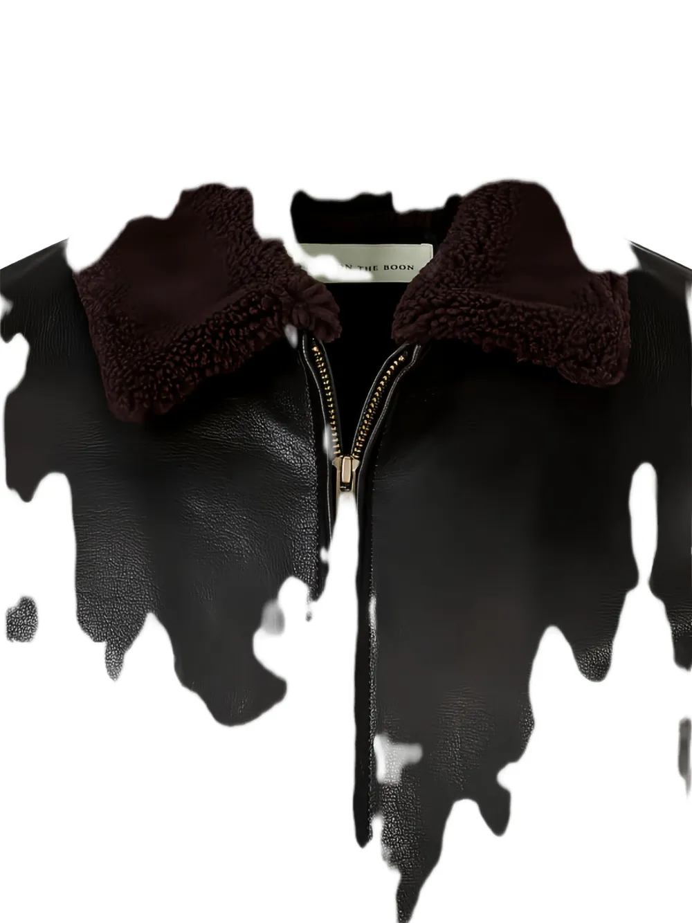 Man On The Boon. Collar Shearling Bomber Jacket In Brown