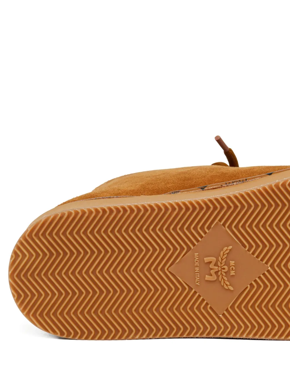 Mcm Suede Platform Ankle Boots In Animal Print