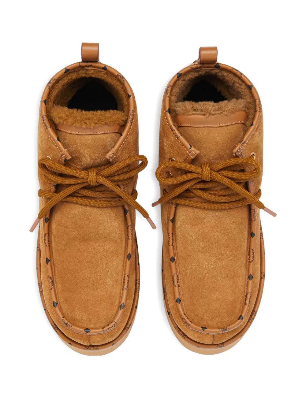 Mcm Suede Platform Ankle Boots In Animal Print