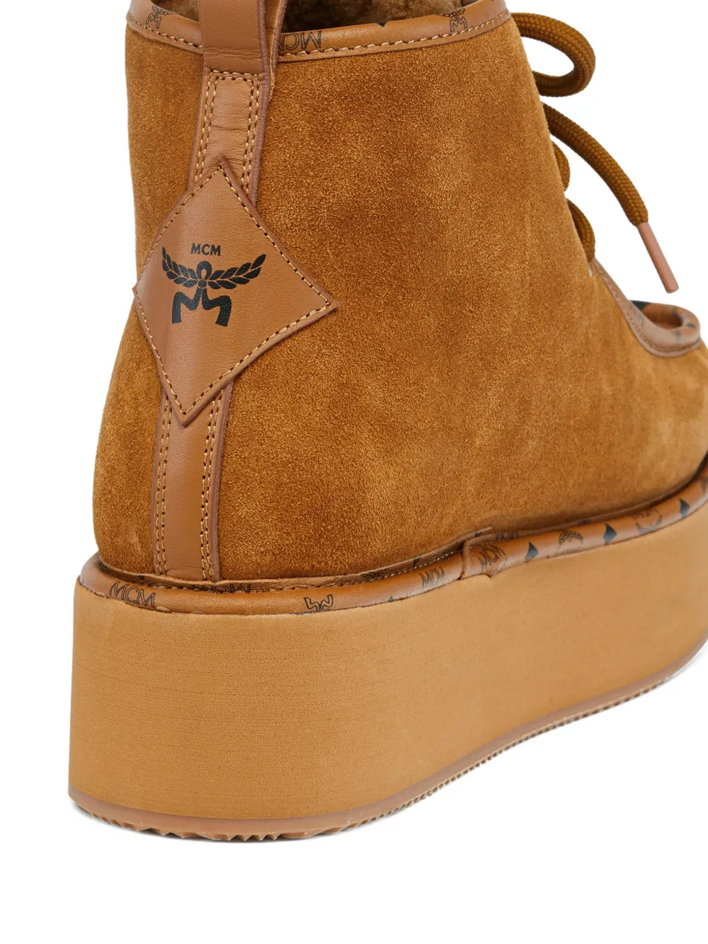 Mcm Suede Platform Ankle Boots In Animal Print