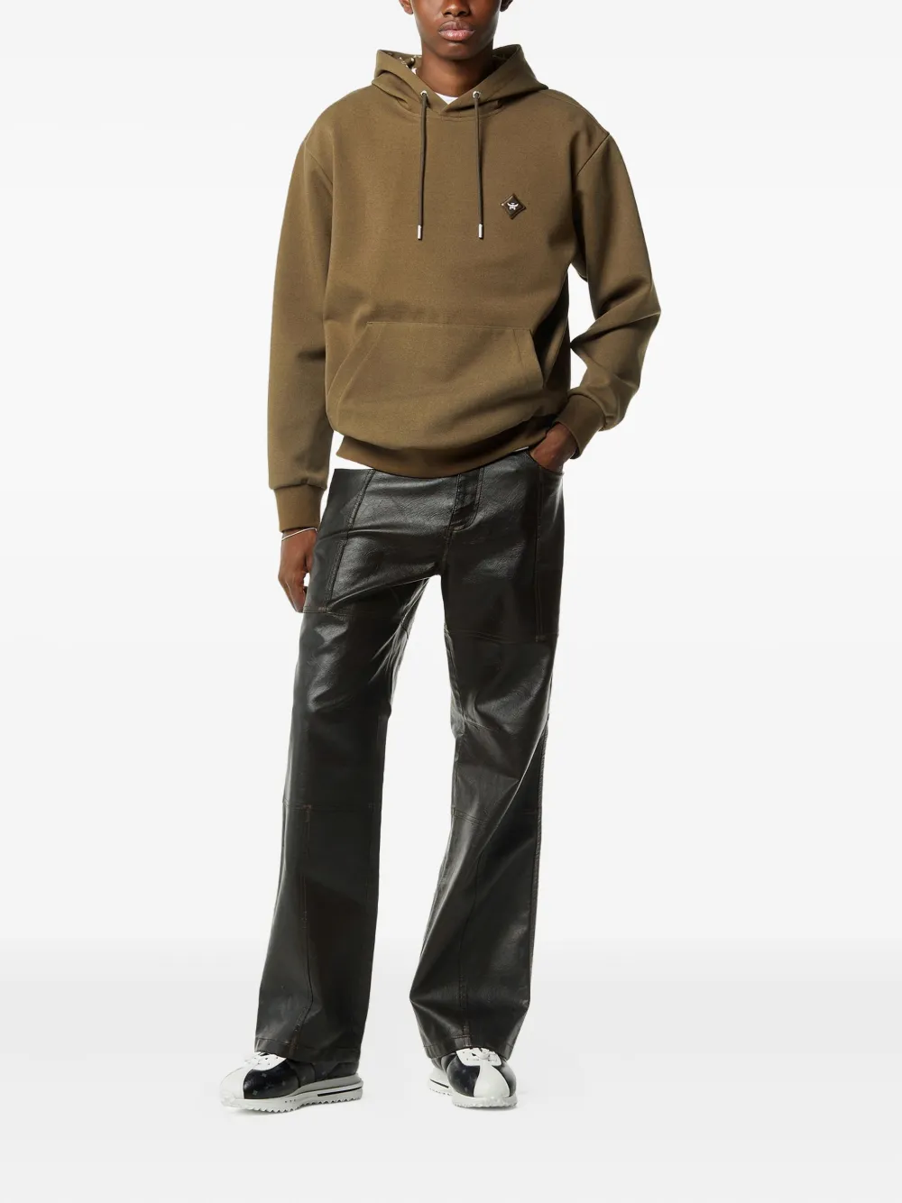 Mcm Logo Patch Ponte Hoodie In Green