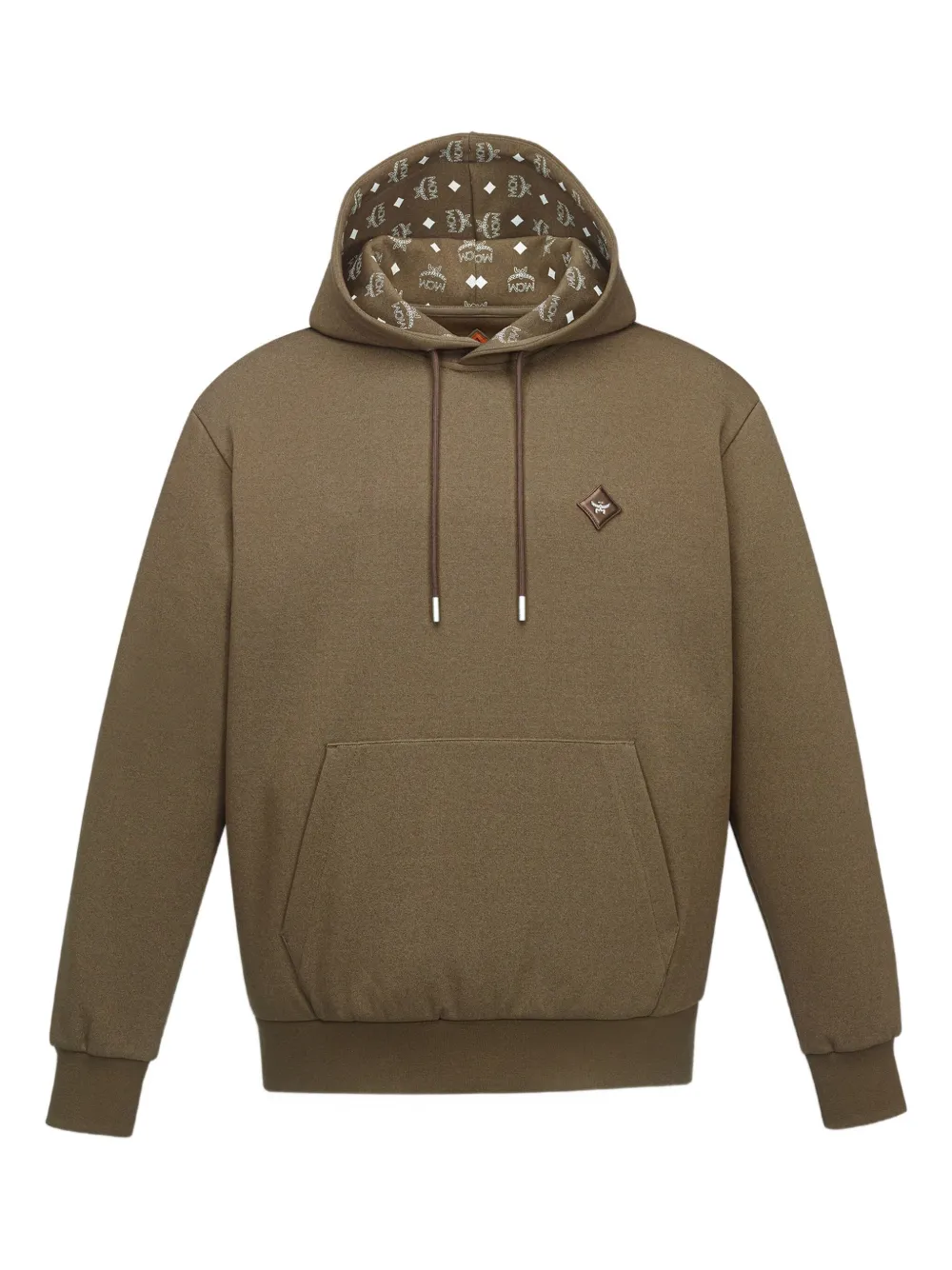 Mcm Logo Patch Ponte Hoodie In Green