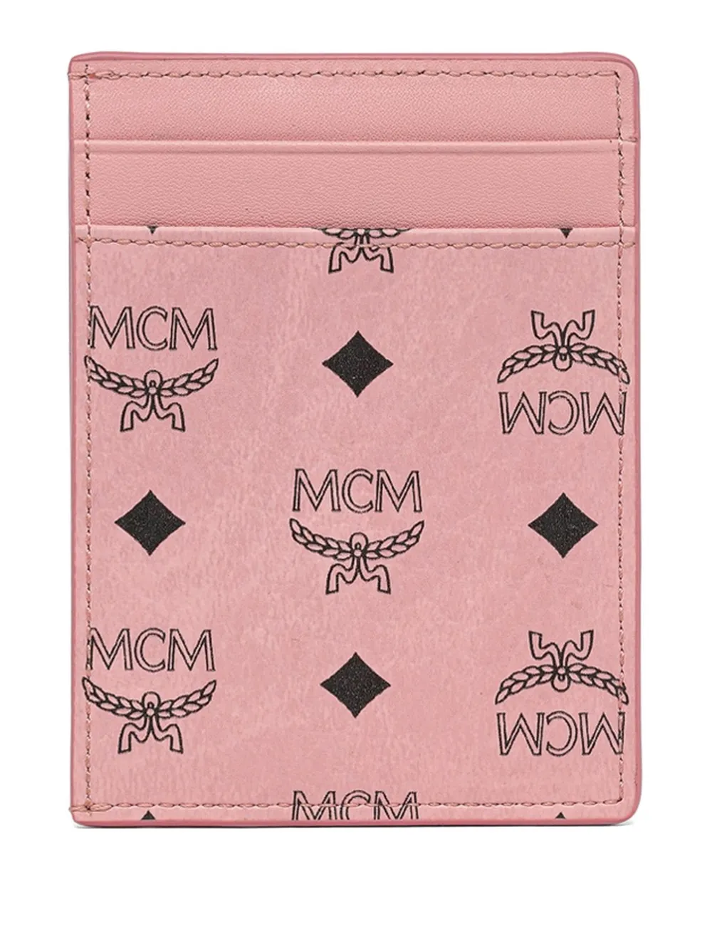 Mcm Aren Visetos Card Holder In Pink