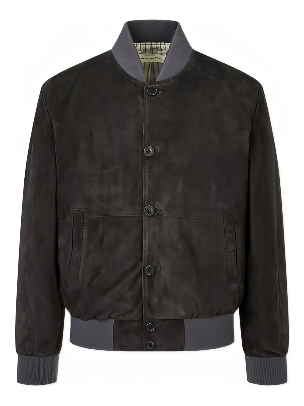 Man On The Boon. Button-up Suede Bomber Jacket In Gray