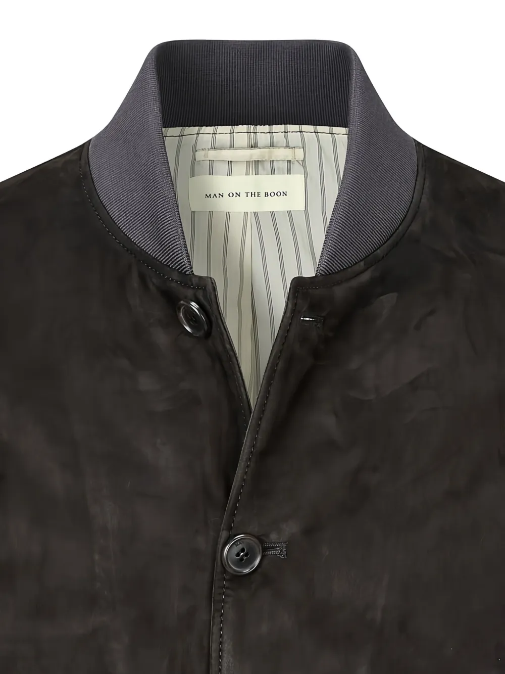 Man On The Boon. Button-up Suede Bomber Jacket In Gray