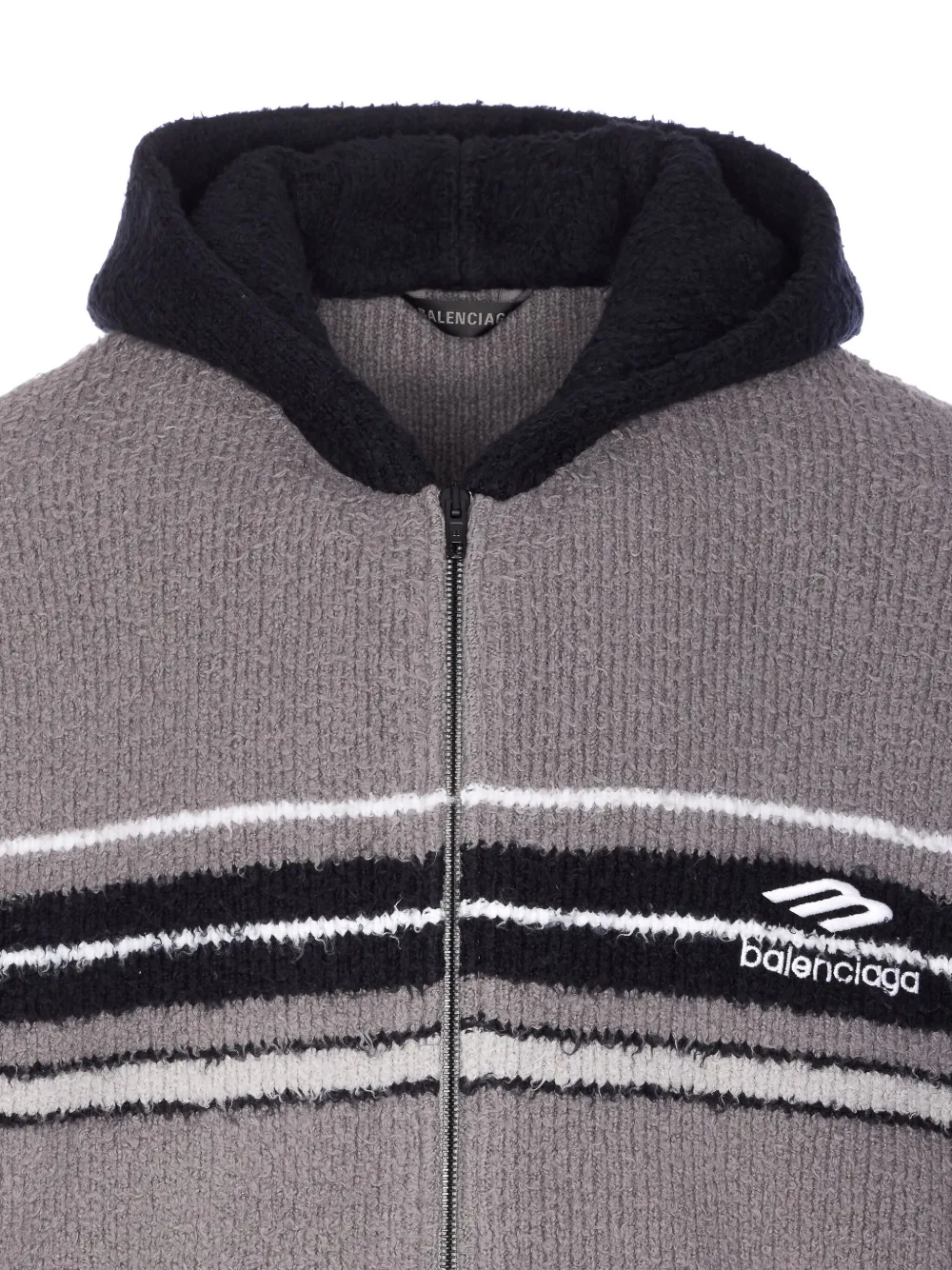 Balenciaga Hoodie met borduurwerk en rits Grijs