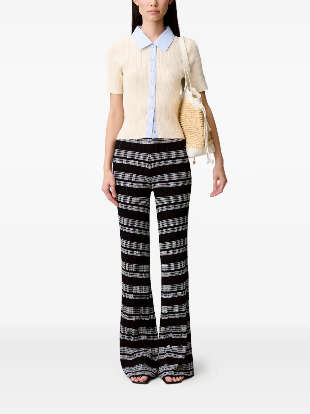 Claudie Pierlot Blouse met knoopsluiting en kraag - Beige