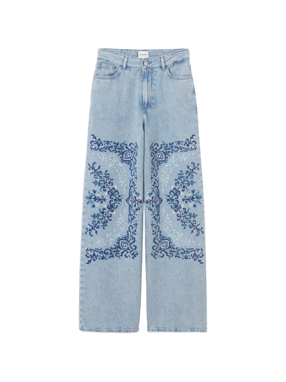Claudie Pierlot embroidered wide-leg jeans - Blu