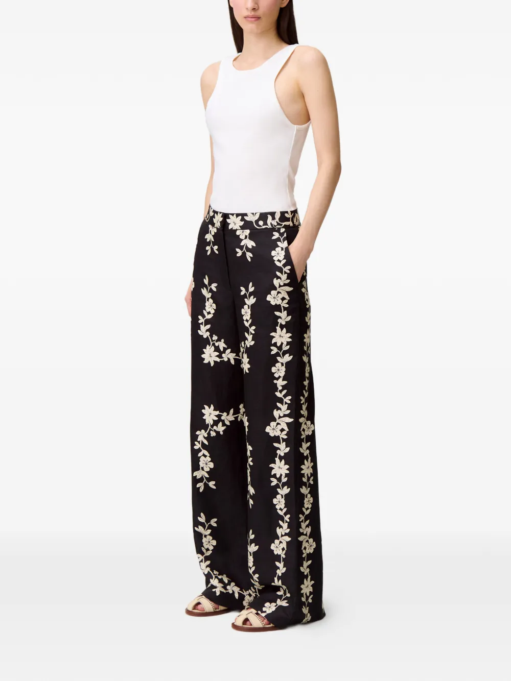 Claudie Pierlot Broek met bloemenprint Zwart