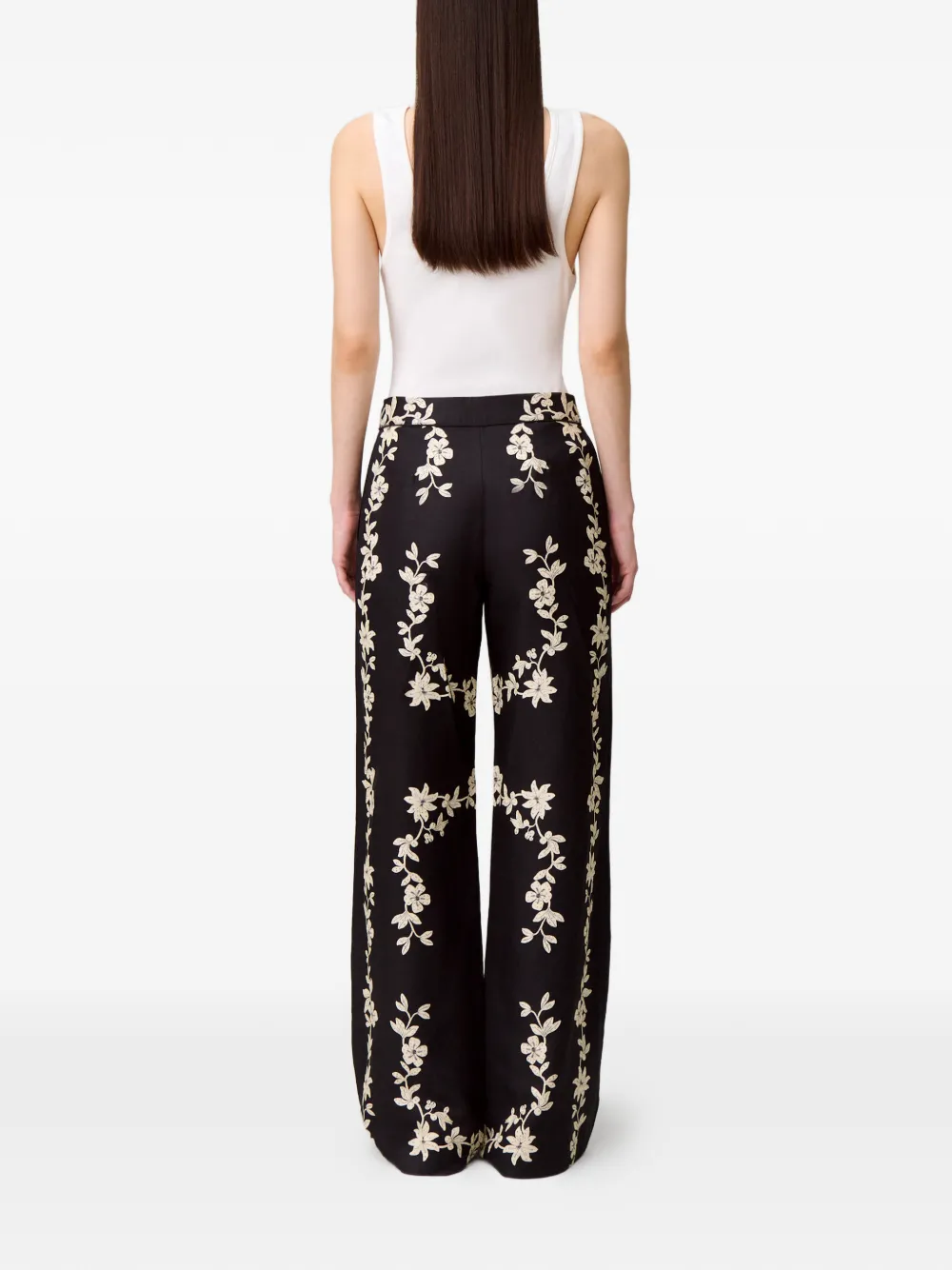 Claudie Pierlot Broek met bloemenprint Zwart
