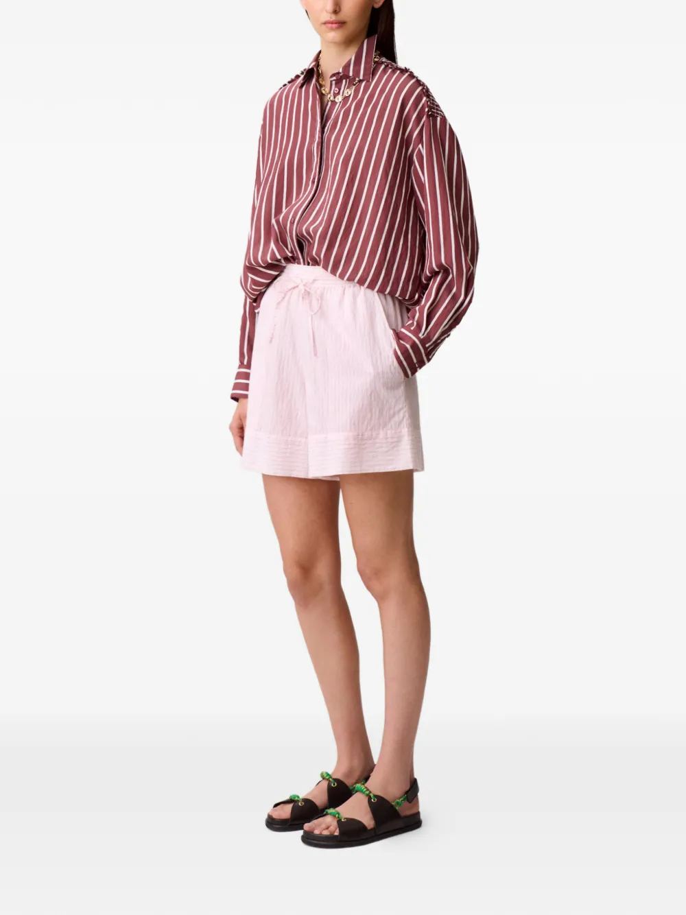 Claudie Pierlot Gestreepte shorts Roze