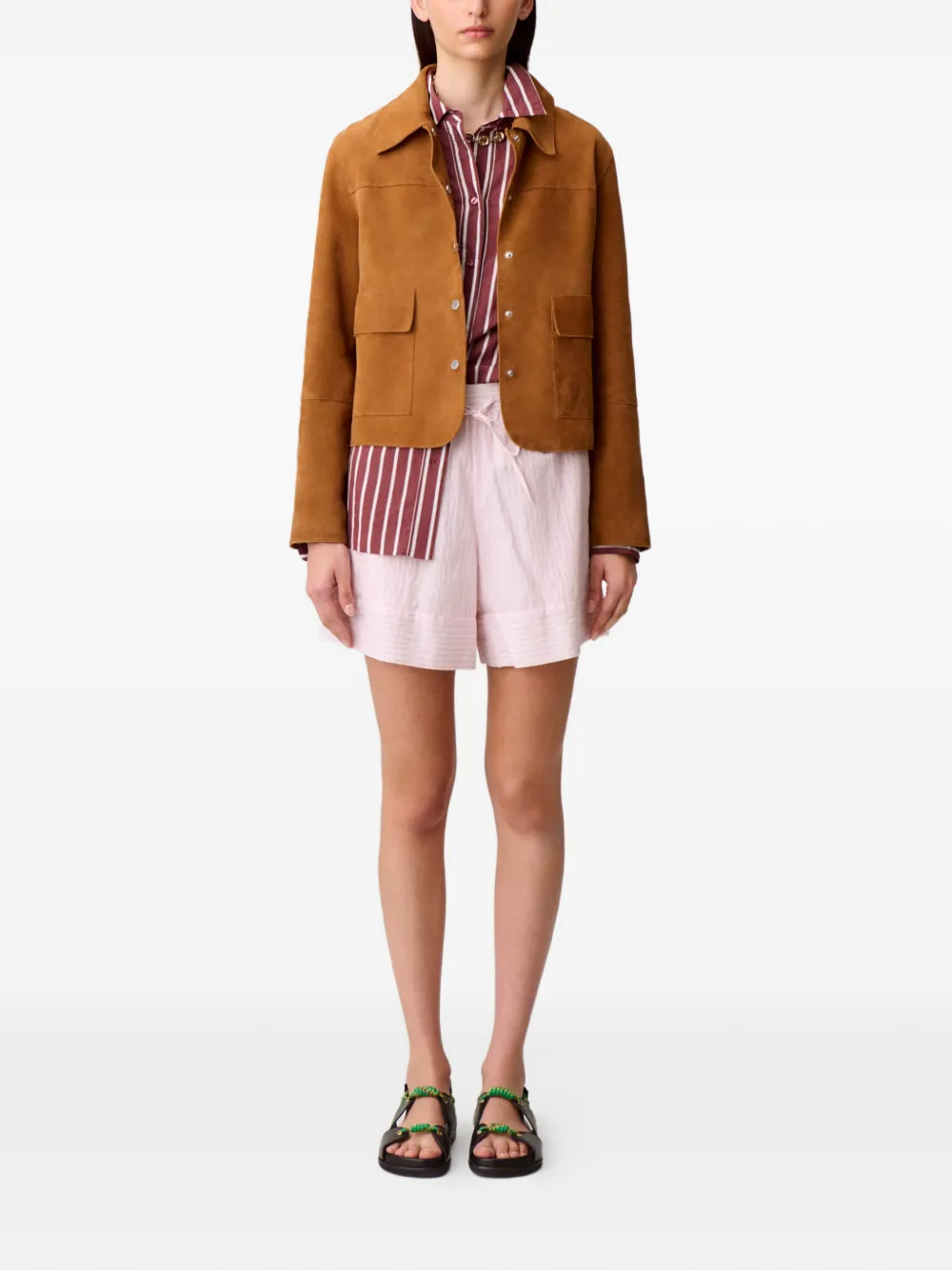 Claudie Pierlot Gestreepte shorts Roze