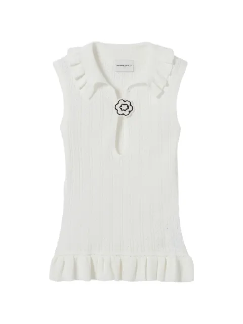 Claudie Pierlot polo en maille pointelle à volants