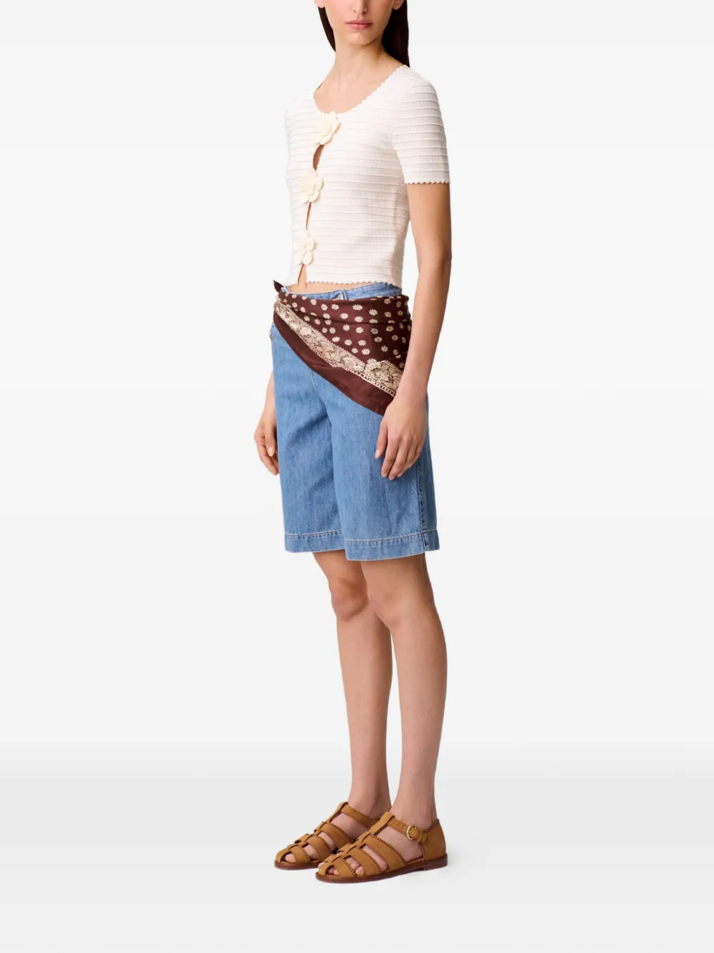 Claudie Pierlot Gehaakte top met bloemen Beige