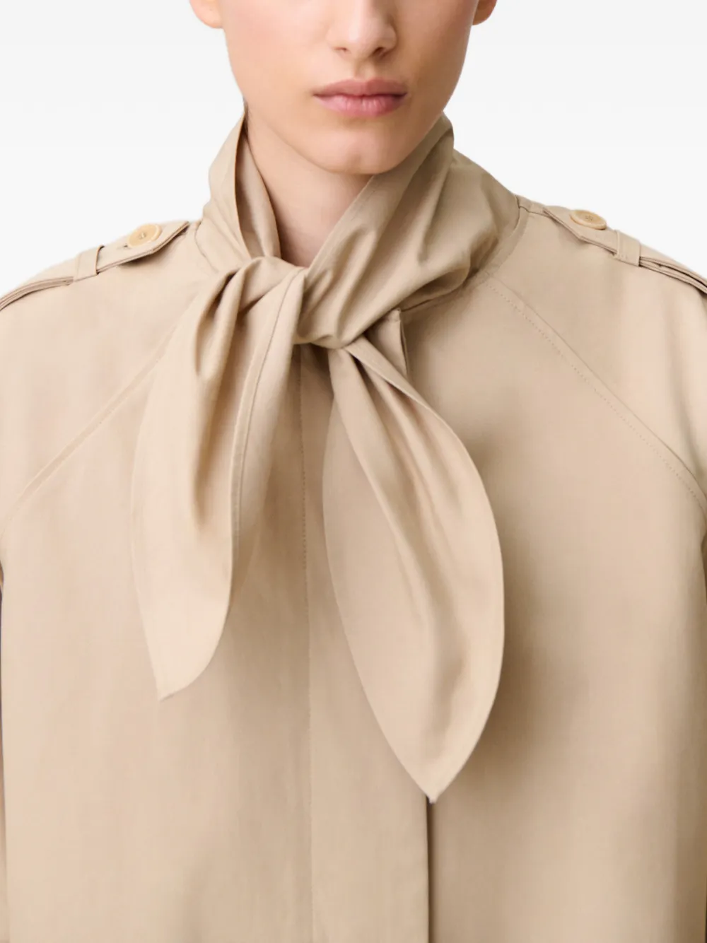 Claudie Pierlot Katoenen trenchcoat met strikdetail Beige