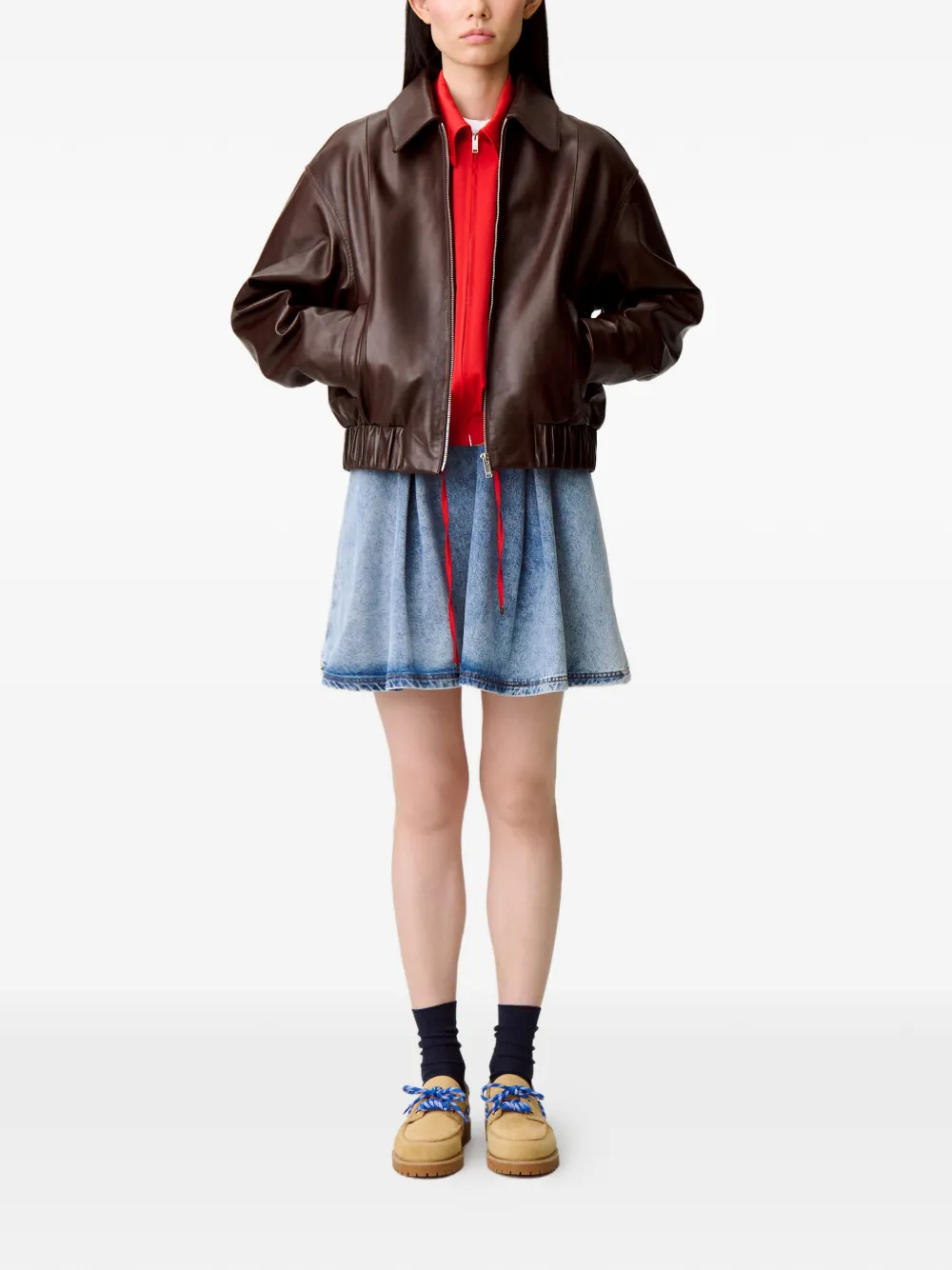 Claudie Pierlot Leren jack Bruin