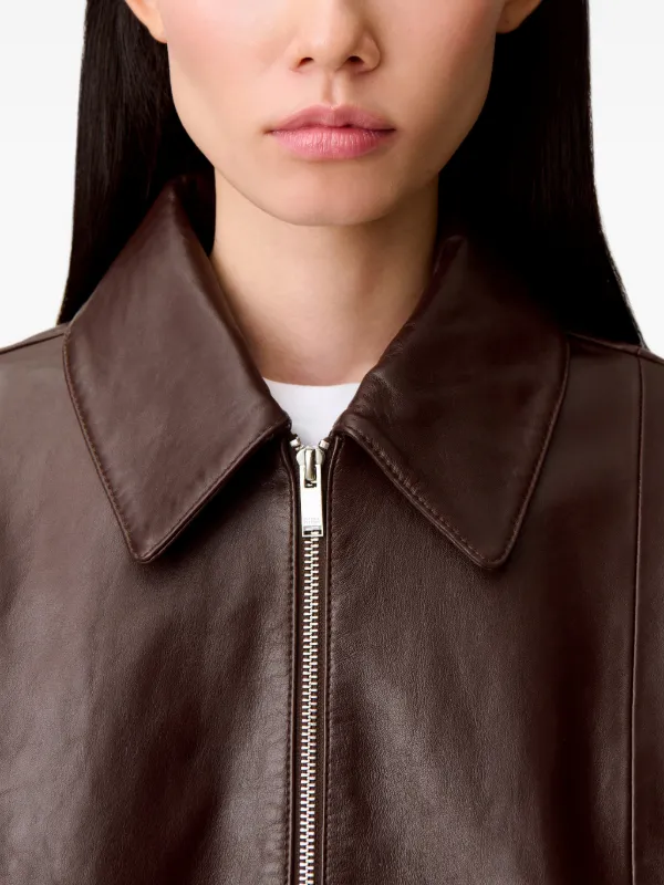 Claudie Pierlot Leather Jacket | Brown | FARFETCH
