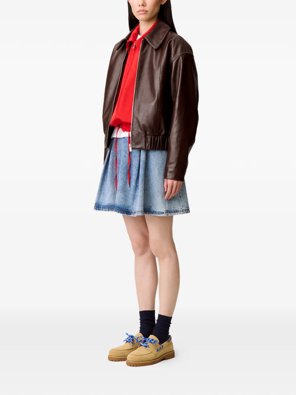 Claudie Pierlot Leren jack Bruin