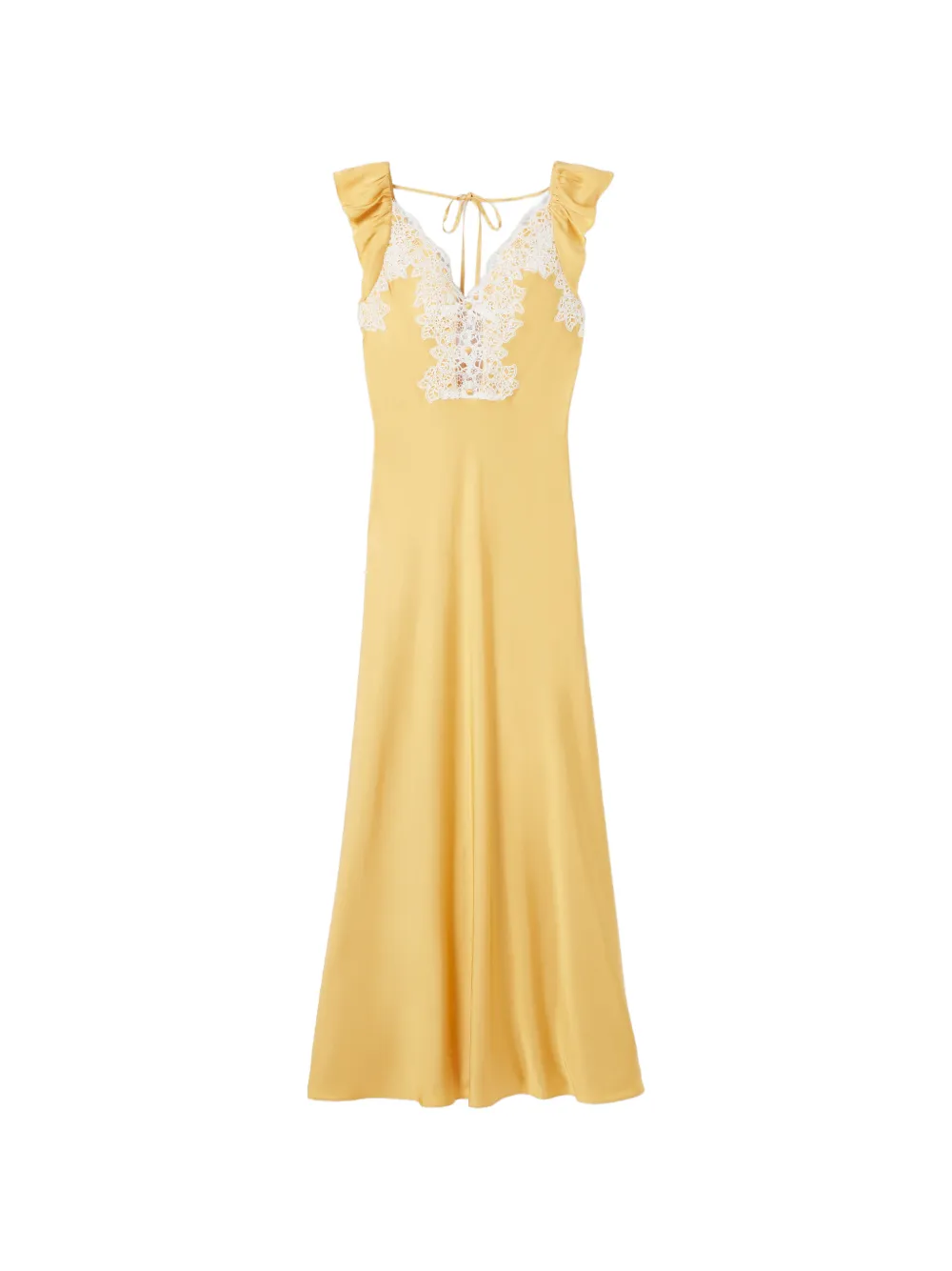 Claudie Pierlot lace-trim ruffled dress - Yellow