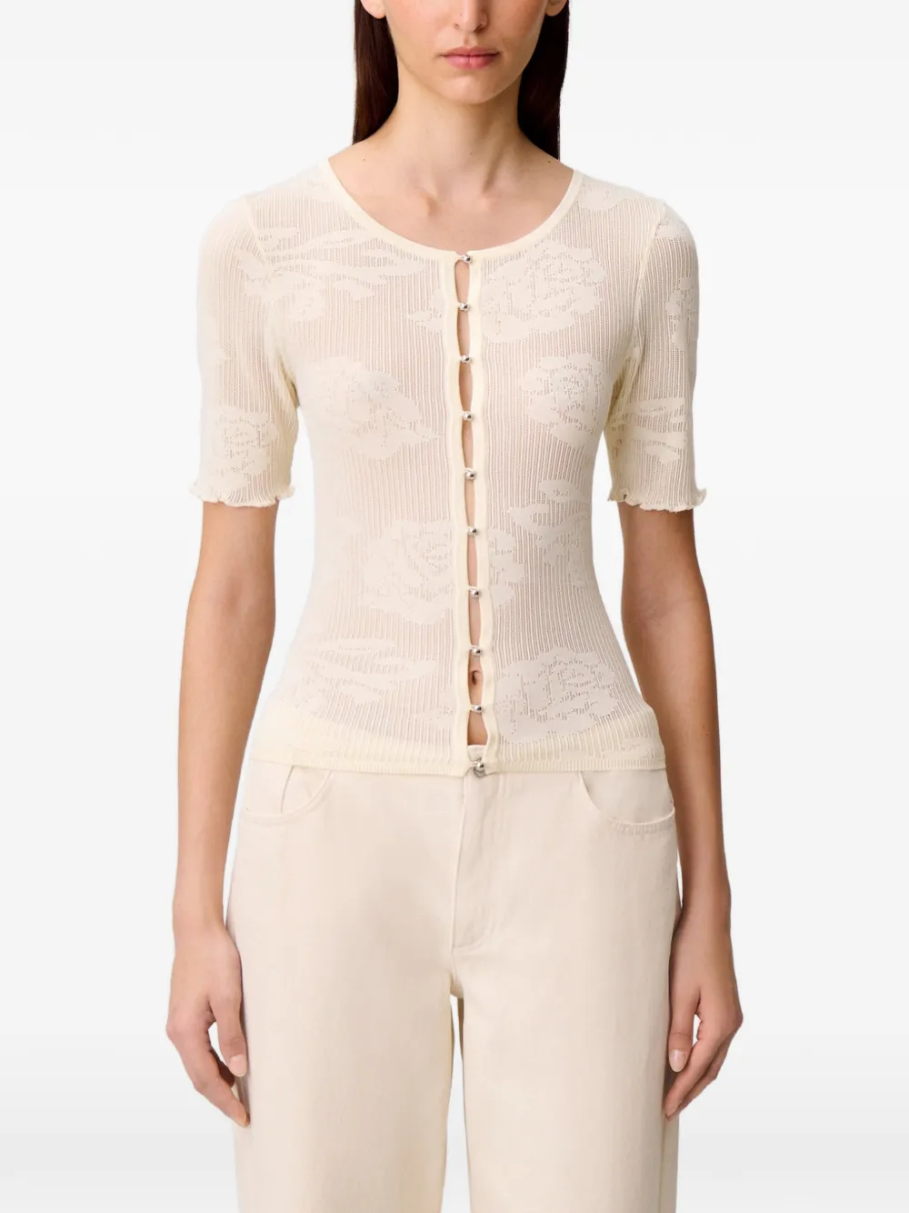Buttoned Short-Sleeves Cardigan