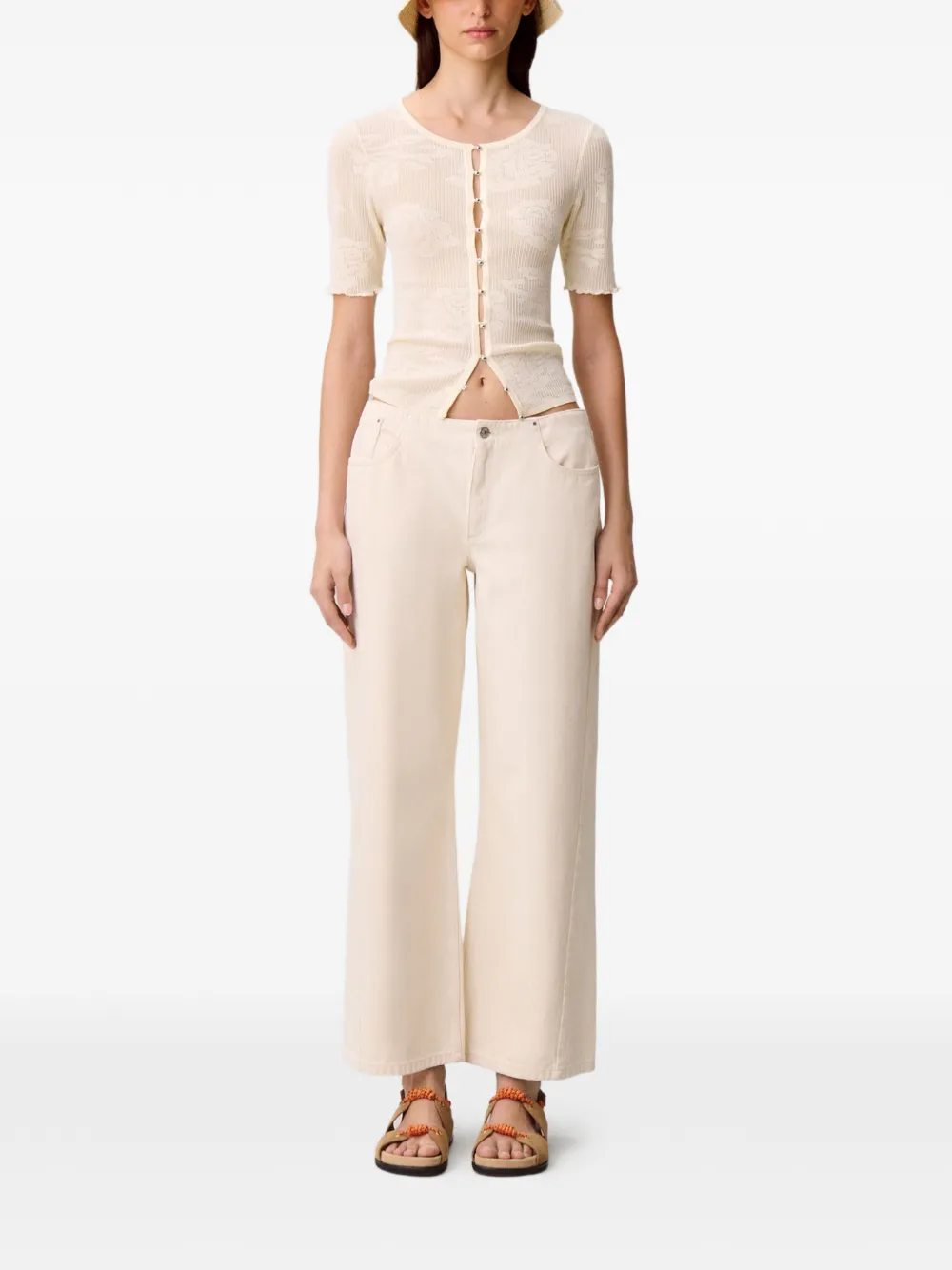 Claudie Pierlot Vest met korte mouwen en knopen Beige