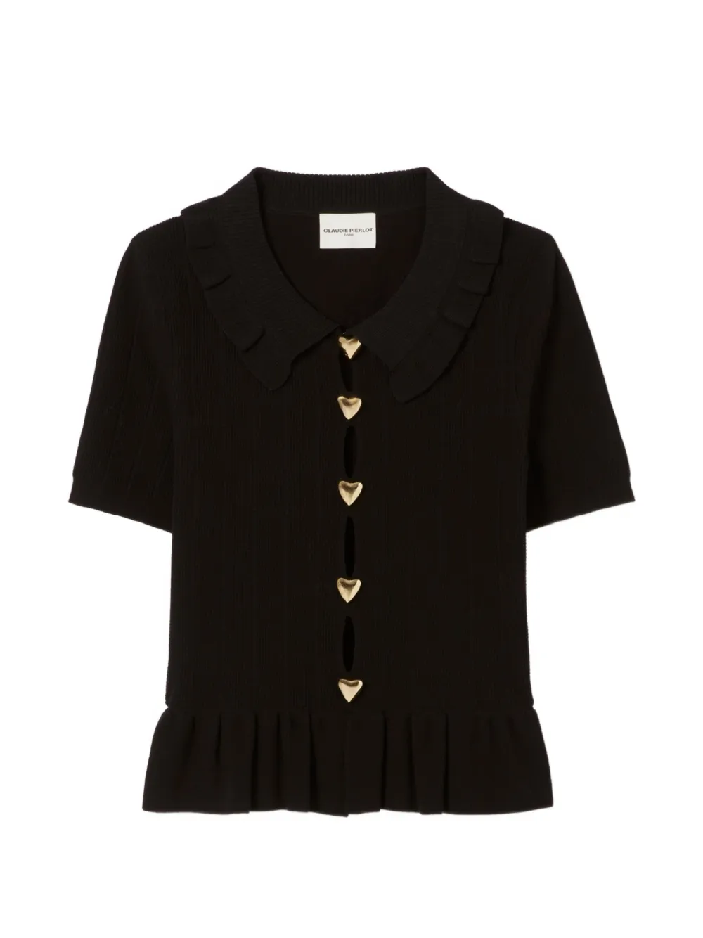 Claudie Pierlot ruffled heart button top - Nero