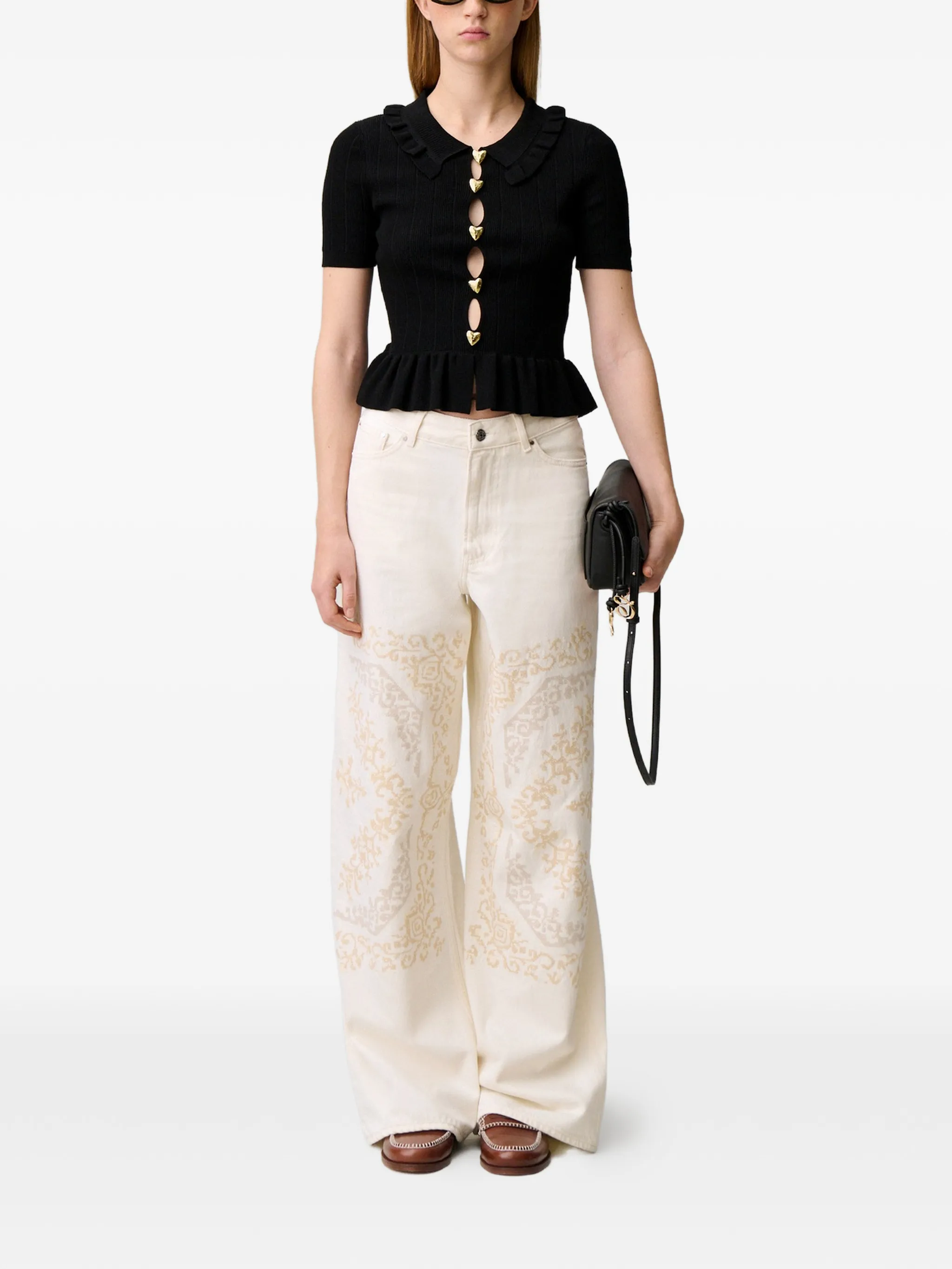 Claudie Pierlot ruffled heart button top