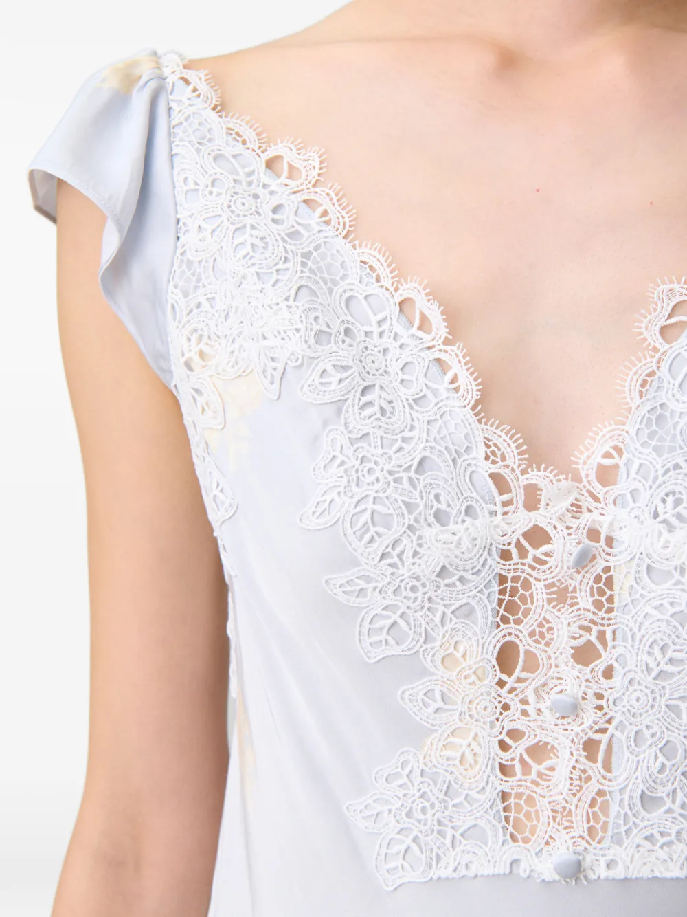 Lace-Trim Floral-Print Maxi Dress