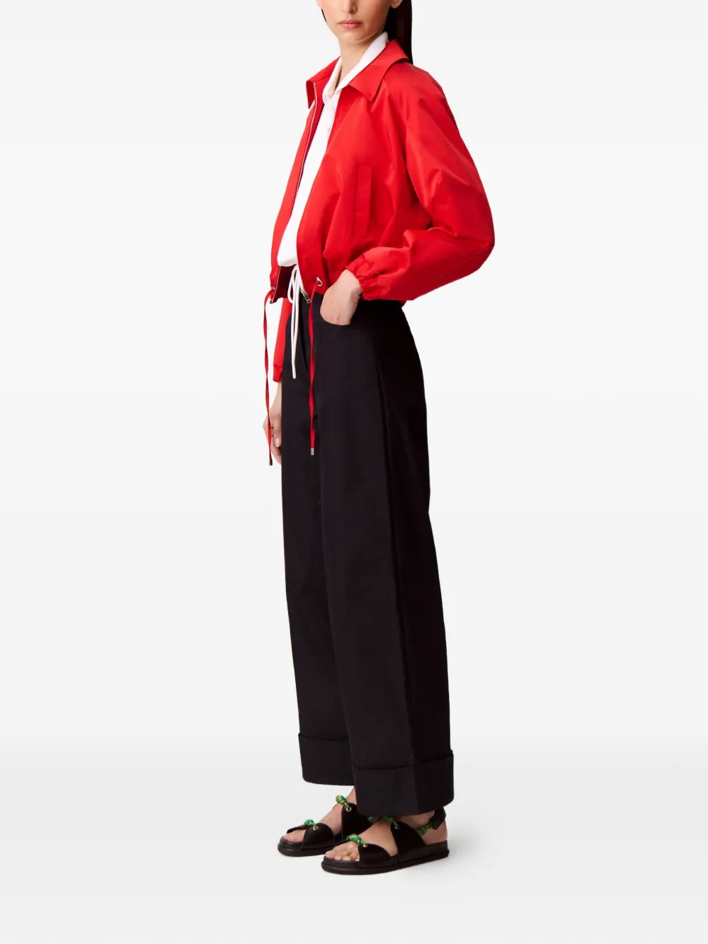 Claudie Pierlot Broek met wijde pijpen en manchetten Blauw