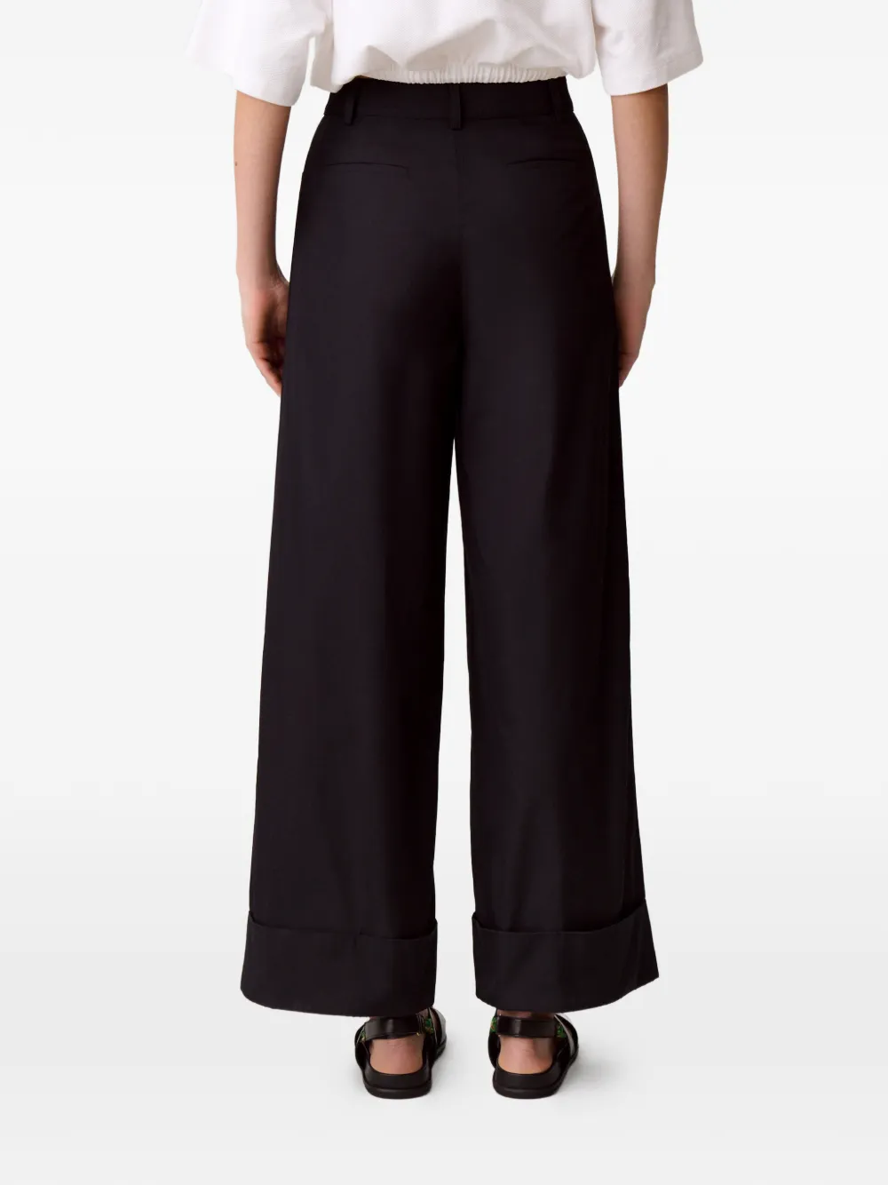 Claudie Pierlot Broek met wijde pijpen en manchetten Blauw