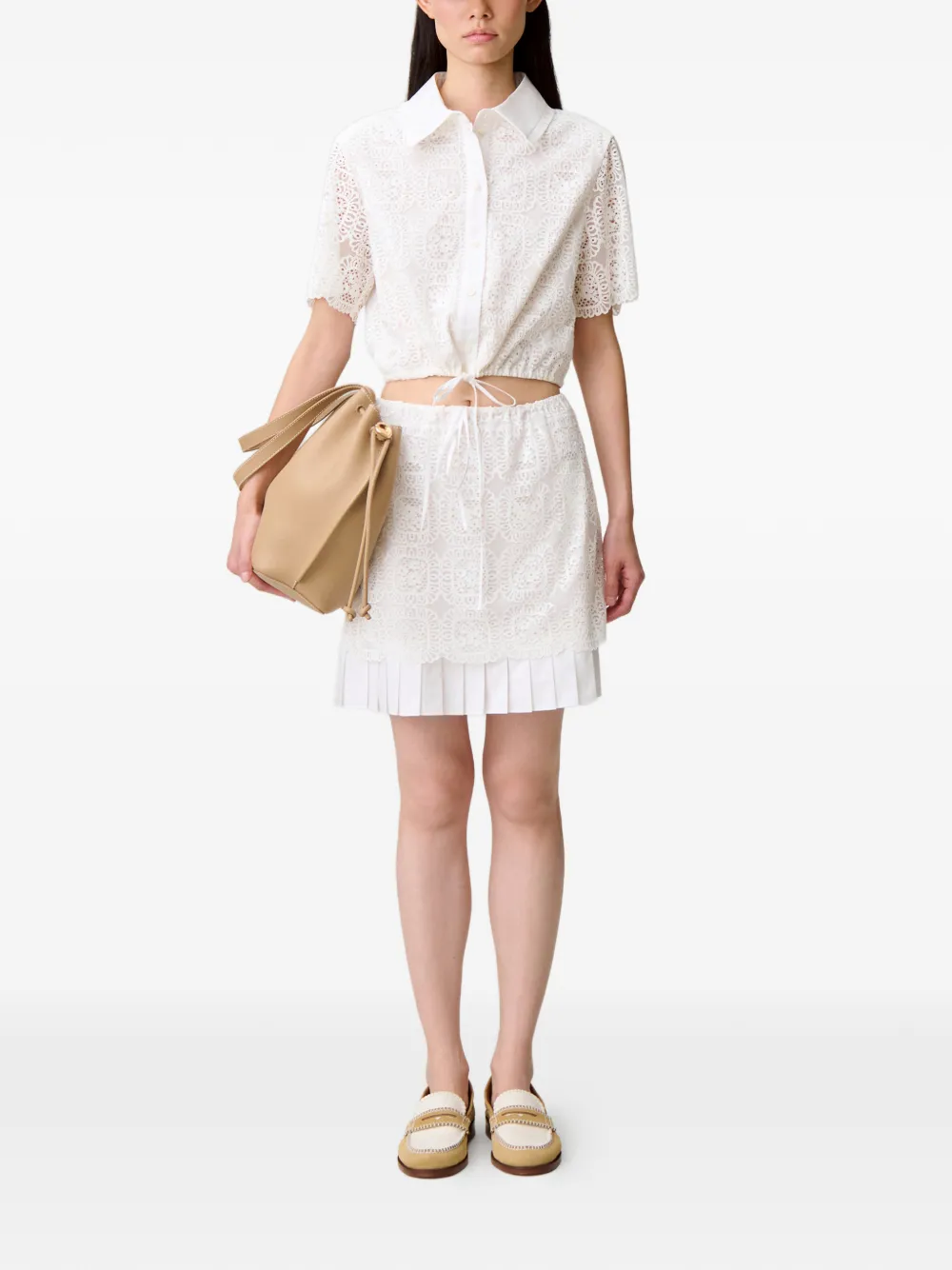 Claudie Pierlot Mini-rok met trekkoord - Wit