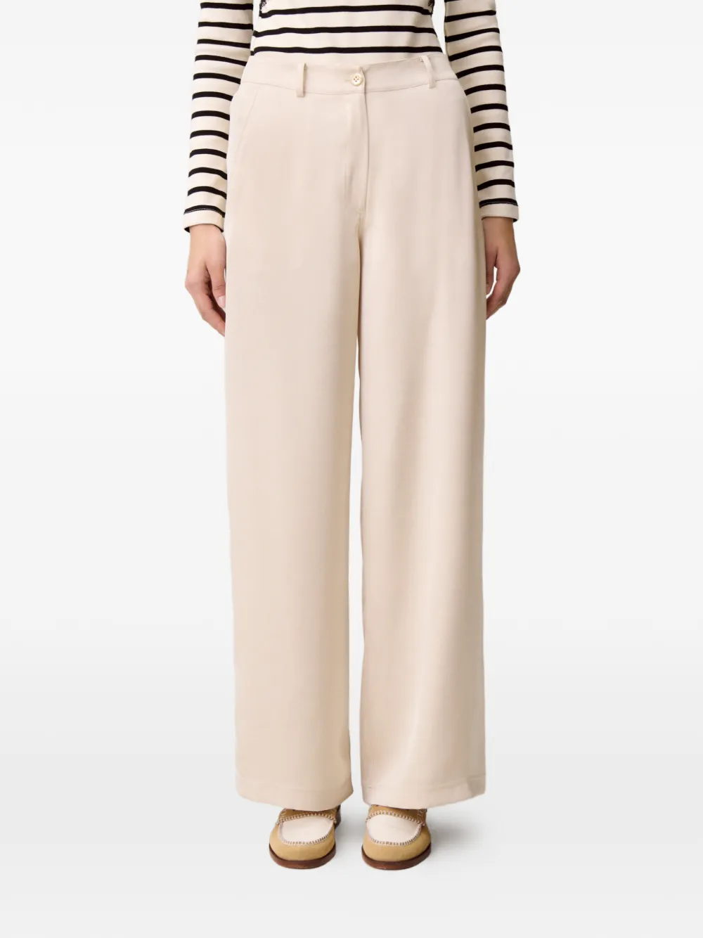 Claudie Pierlot Palazzo broek met knoop Beige