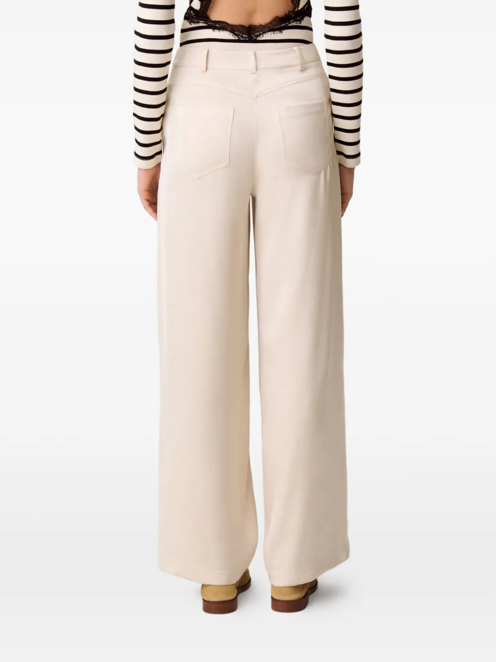 Claudie Pierlot Palazzo broek met knoop Beige