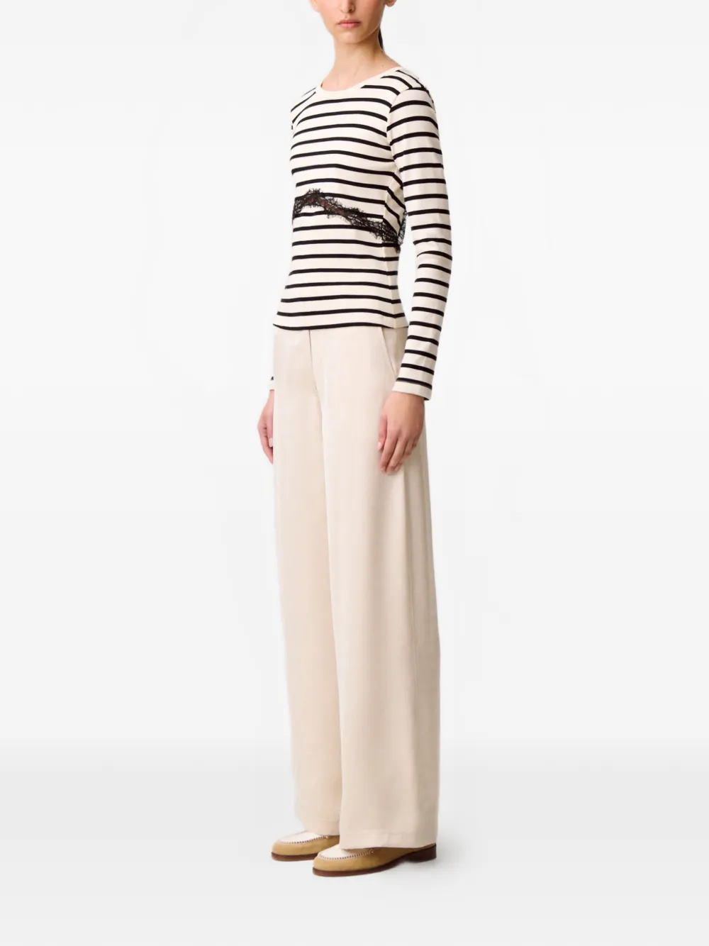 Claudie Pierlot Palazzo broek met knoop Beige