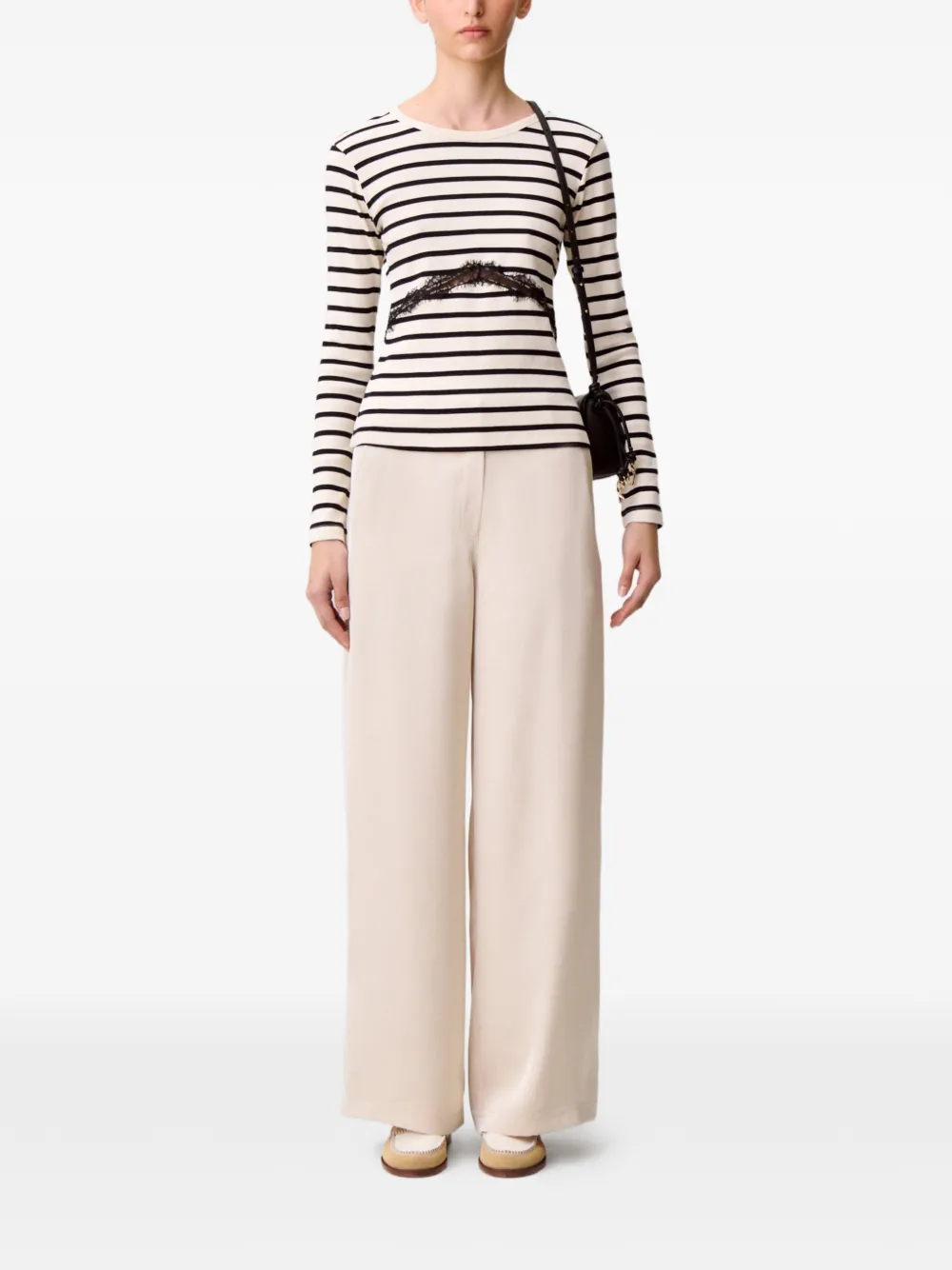 Claudie Pierlot Palazzo broek met knoop Beige