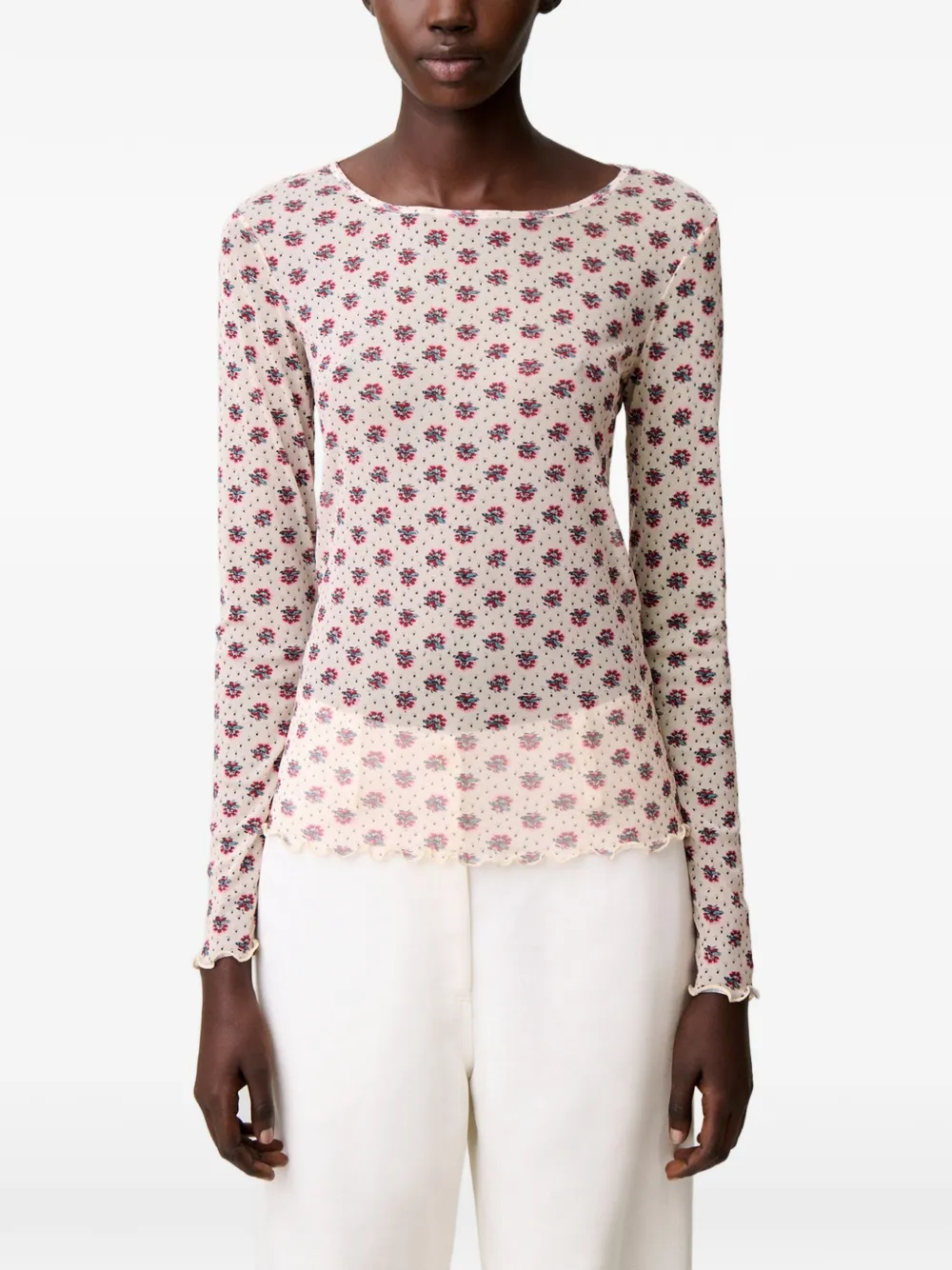Claudie Pierlot T-shirt met bloemenprint Beige