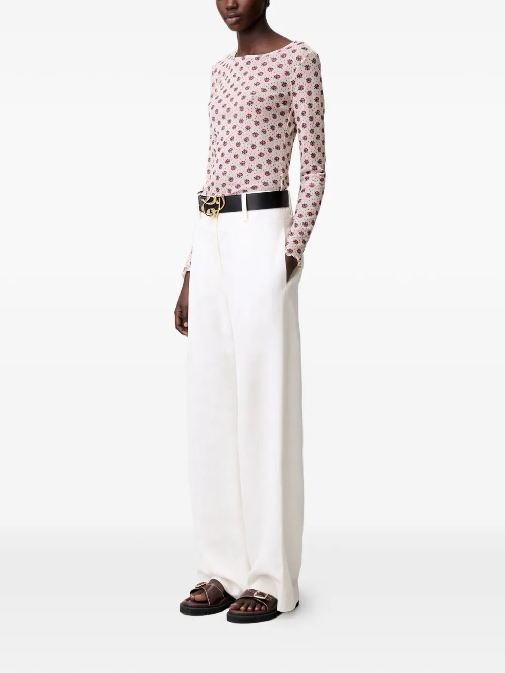 Claudie Pierlot T-shirt met bloemenprint Beige