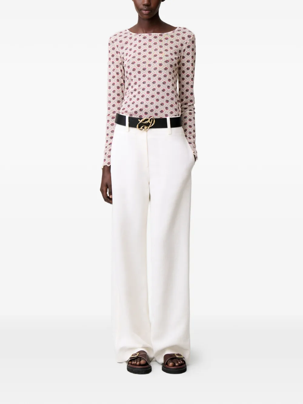 Claudie Pierlot T-shirt met bloemenprint Beige