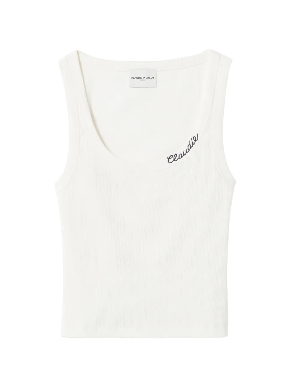 Claudie Pierlot embroidered ribbed-construction tank top - Bianco